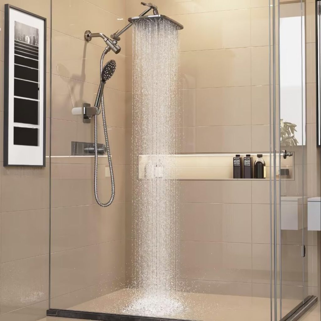 Veken 12 Inch High Pressure Rain Shower Head Combo with Extension Arm- Wide Bathroom