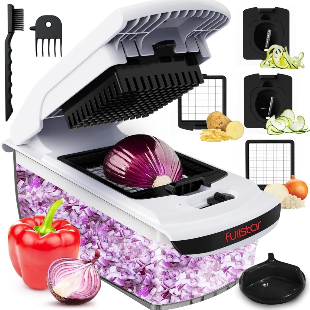 Fullstar Vegetable Chopper - Spiralizer Vegetable Slicer - Onion Chopper with Container, Kitchen