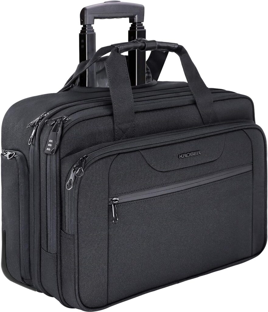 KROSER Rolling Laptop Bag Wheeled Briefcases Fits Up to 17.3 Inch Laptop