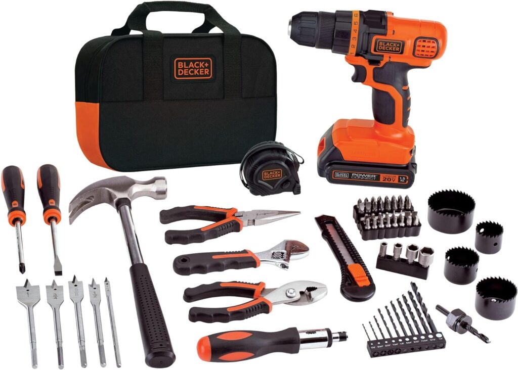 BLACK+DECKER 20V Max Drill & Home Tool Kit