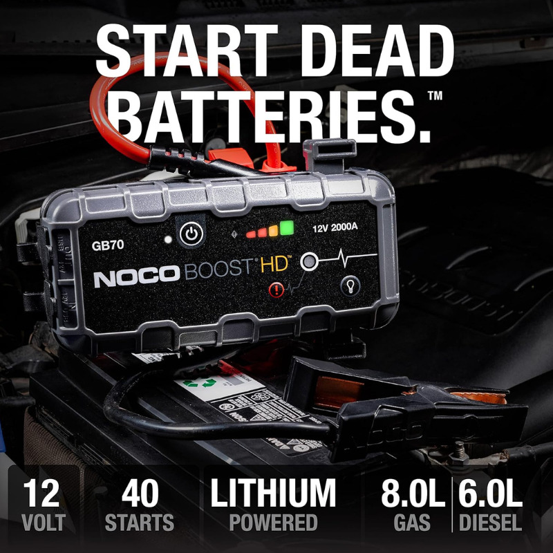 Image of the NOCO GB70's ability to jumpstart dead batteries