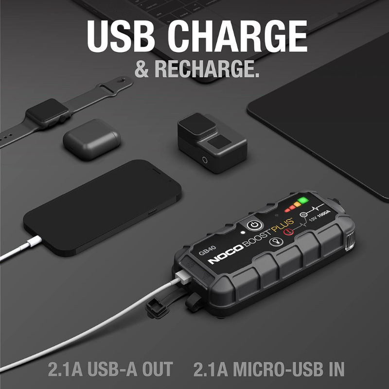 Image of its ability to charge and recharge devices via USB